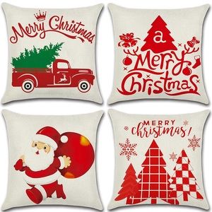 Christmas Decorations, Christmas Pillow Covers 18x18 Set of 4